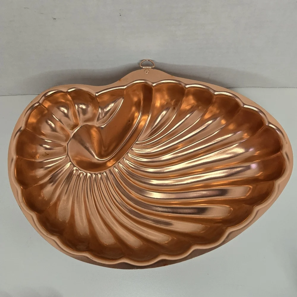 Vintage Copper Nautilus Sea Shell Shaped Baking And Jello Mold 6 Cup Capacity